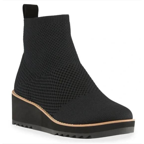 EILEEN FISHER London Knit Wedge Black Bootie - Size 6 - Picture 2 of 14